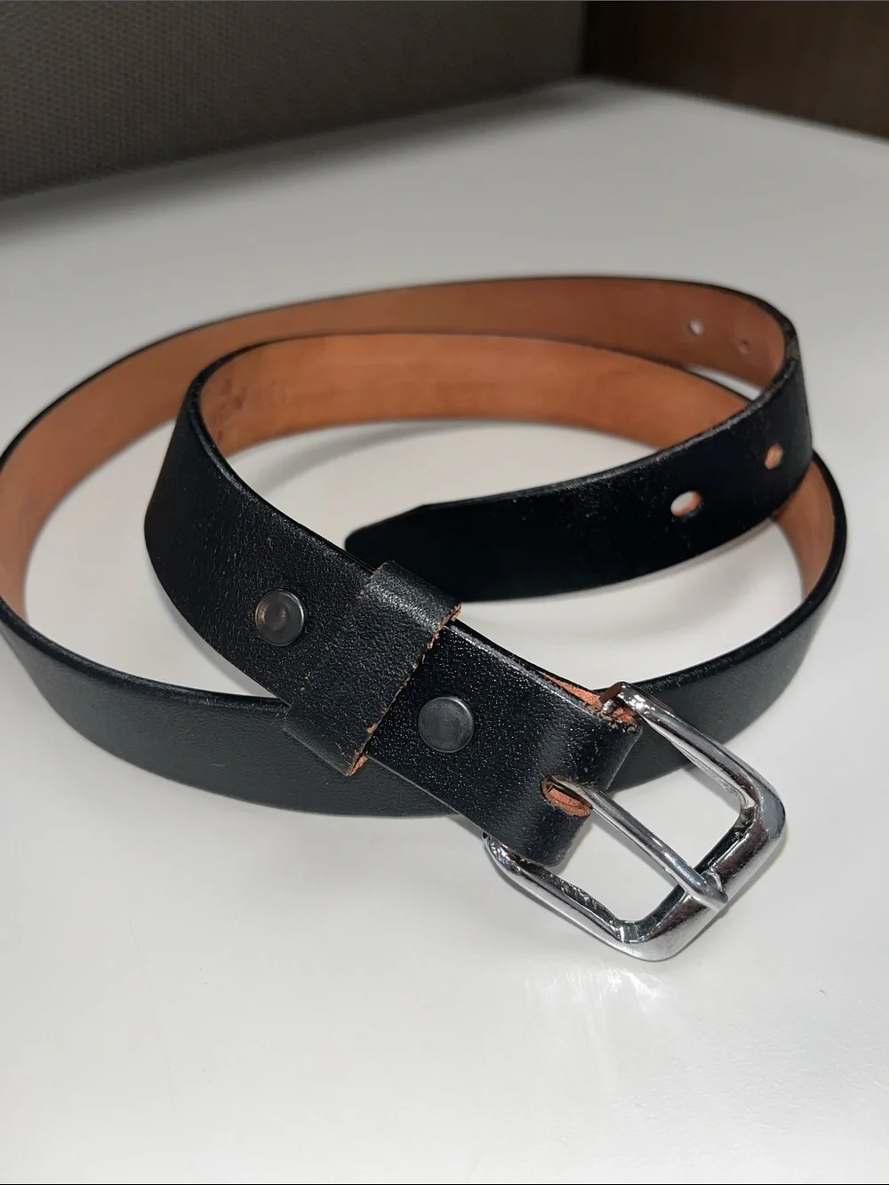 JR Belts Men's Black Leather Belt with Polished Silver Buckle 42” Inches